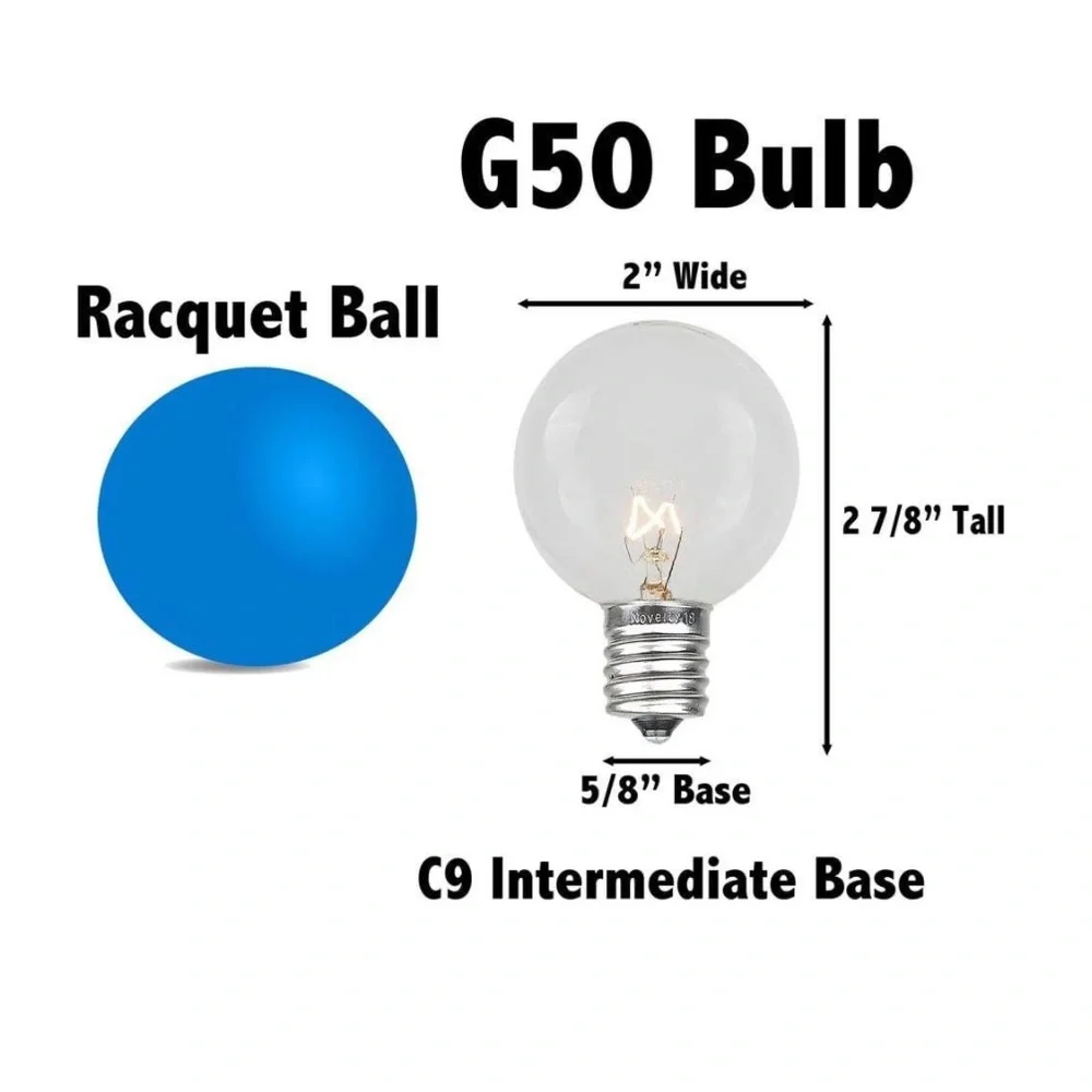 Novelty Lights Incandescent G50 Globe Outdoor Clear Bulbs 7 Watt Lights, 25 Pack
